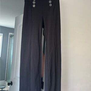 Philosophy Black Wide Leg Pants with Button Accents